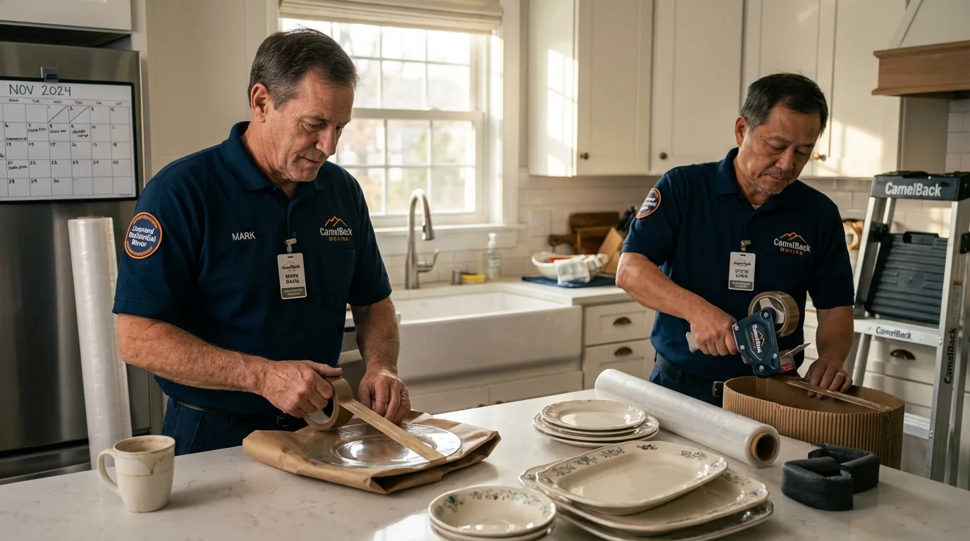 Professional crew packing kitchen dishware in Glen Ellyn, IL